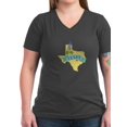 thumbnail image 1 of CafePress - Texas State Outline Bluebonnet Flower T Shirt - Women's V-Neck Dark T-Shirt, 1 of 1