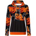 thumbnail image 3 of Chandail en Molleton Chat Citrouille Pull Col Rond Halloween pour Femmes Manches Longues Décontracté Ample, 3 of 4