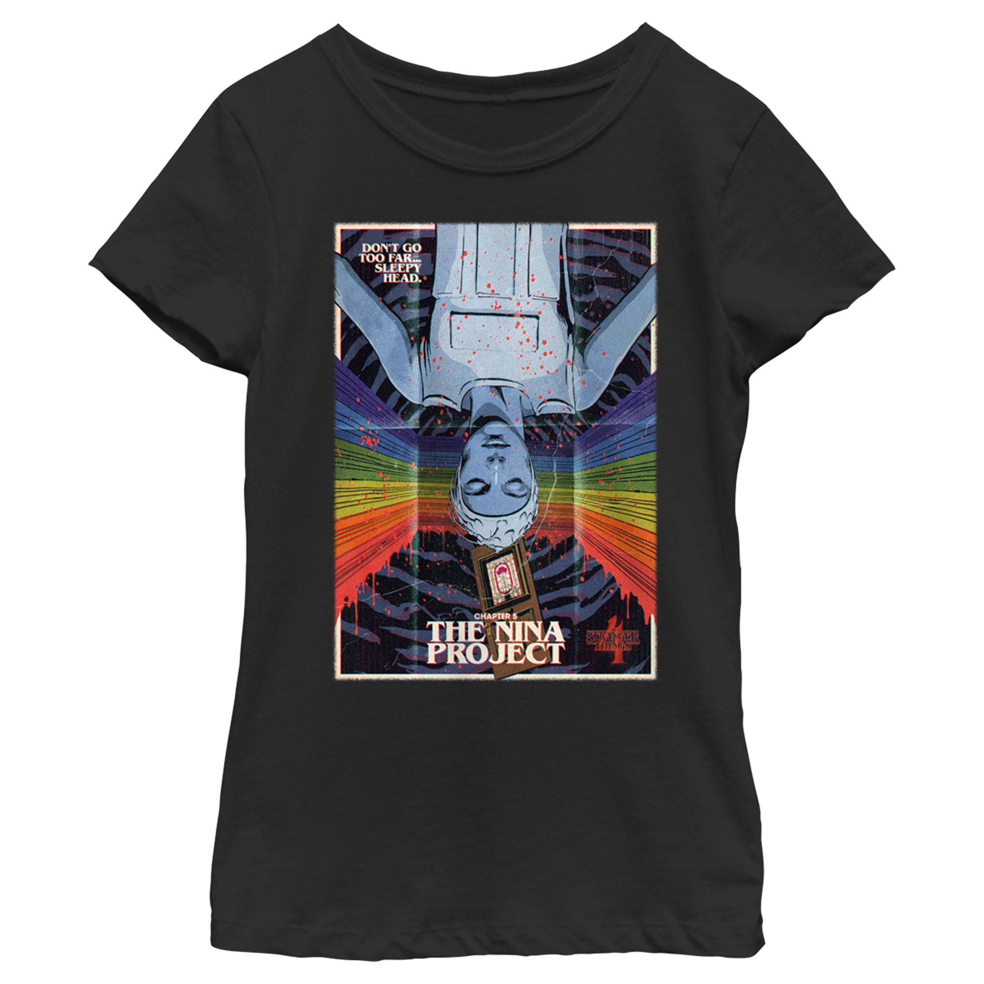 Girl's Stranger Things Retro Nina Project Poster  Graphic Tee Black X Small