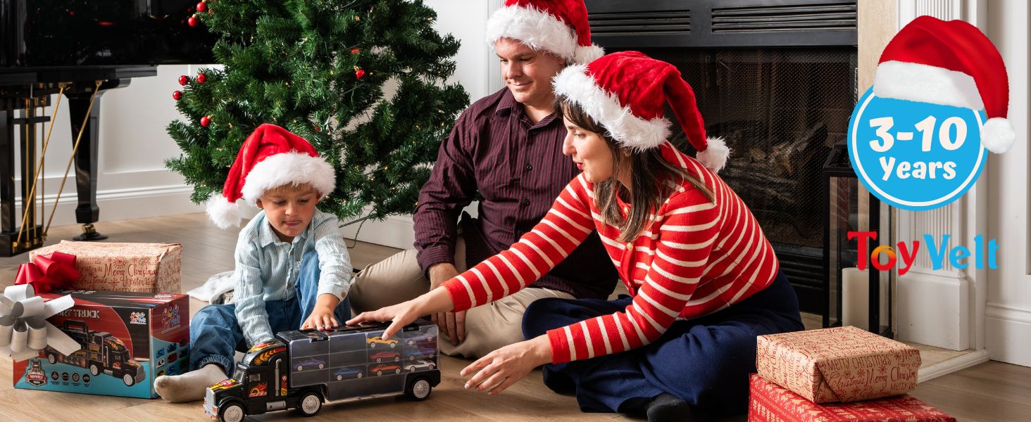 Toy Truck Transport Car Carrier Toy for Boys and Girls Age 3 - 10 yrs Old - Hauler Truck Includes 12 Toy Cars and Accessories - Car Truck Fits 28 Car Slots - Ideal Gift for Kids
