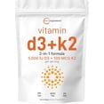 thumbnail image 1 of Vitamin D3 5000 IU + Vitamin K2 MK-7 100 mcg (180 softgels) | Liquid with sunflower seed oil | Two-in-one vitamin D and K complex, 1 of 1