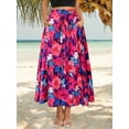 thumbnail image 3 of Hibeli Women Hawaiian Floral Print Maxi Skirt High Elastic Waisted Split Thigh Long Skirt with Pockets, 3 of 8