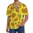 thumbnail image 3 of Honeii 's Floral Sunflowers for men's short-sleeved button-up collared shirt featuring a pocket, perfect for beach vacations, and travel adventures., 3 of 5