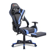 EDWELL Gaming Chair, PC Computer Chair with Footrest, Headrest and Lumbar Support ESports Swivel Chair,Office PU Leather Chair,Ergonomic Design,Blue