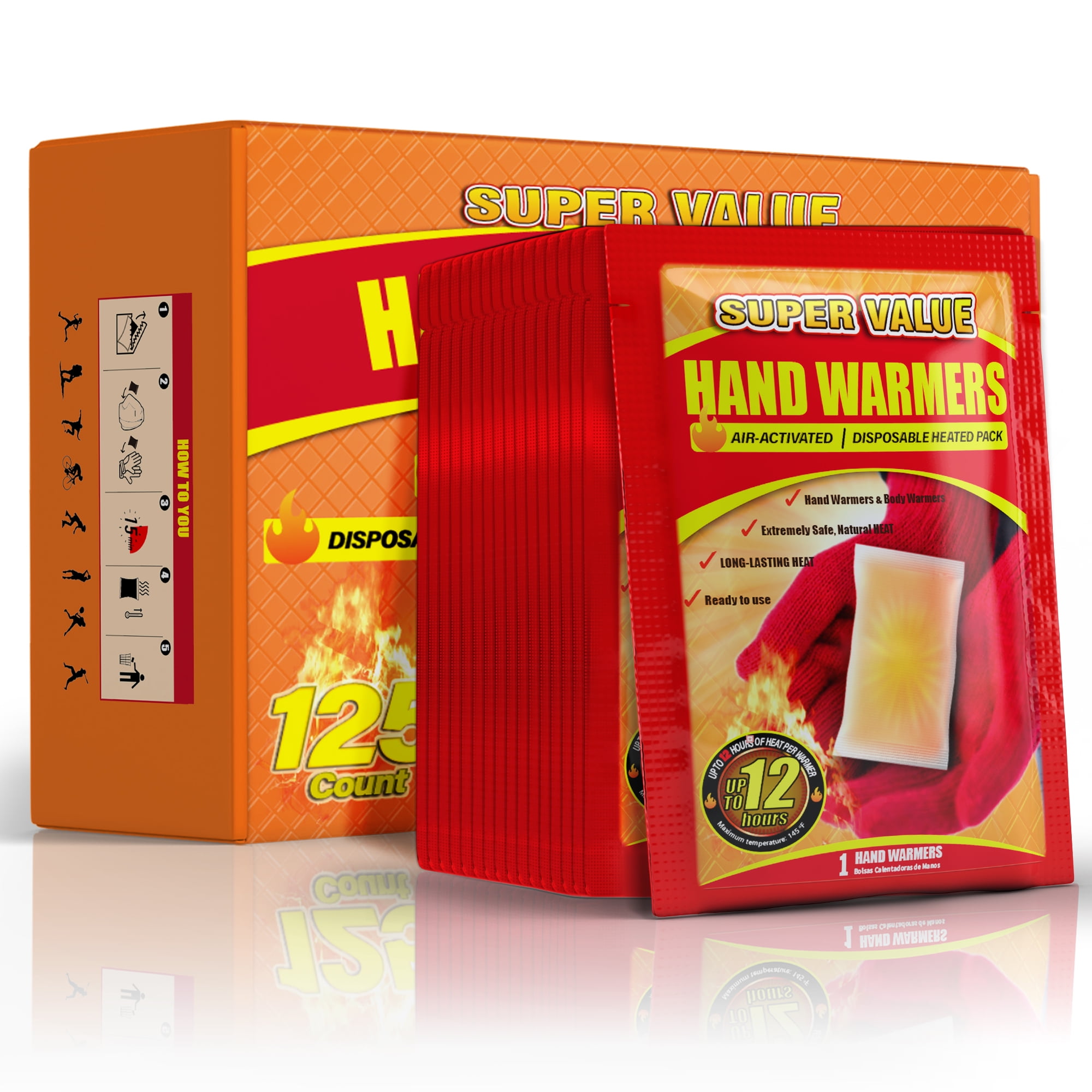 NFTIGB Hand Warmers Disposable 125 Pack, Long Lasting Safe Air Activated, up to 12 Hours of Heating