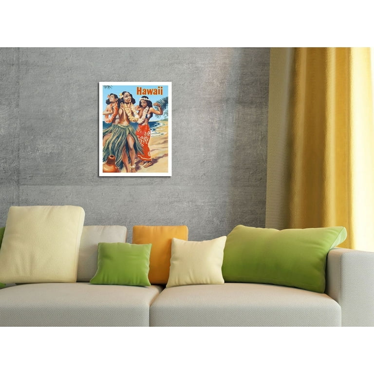 Hawaii - Hawaiian Hula Dancers - Vintage Advertising Poster