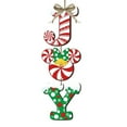 thumbnail image 4 of 3 Pieces Christmas Joy Door Sign Decorations, Peppermint Candy Mouse Shaped Wreath for Front Door, Wood Joy Wall Sign Door Hanger for Xmas Party Winter Home Holiday Decor with Bow, 4 of 8