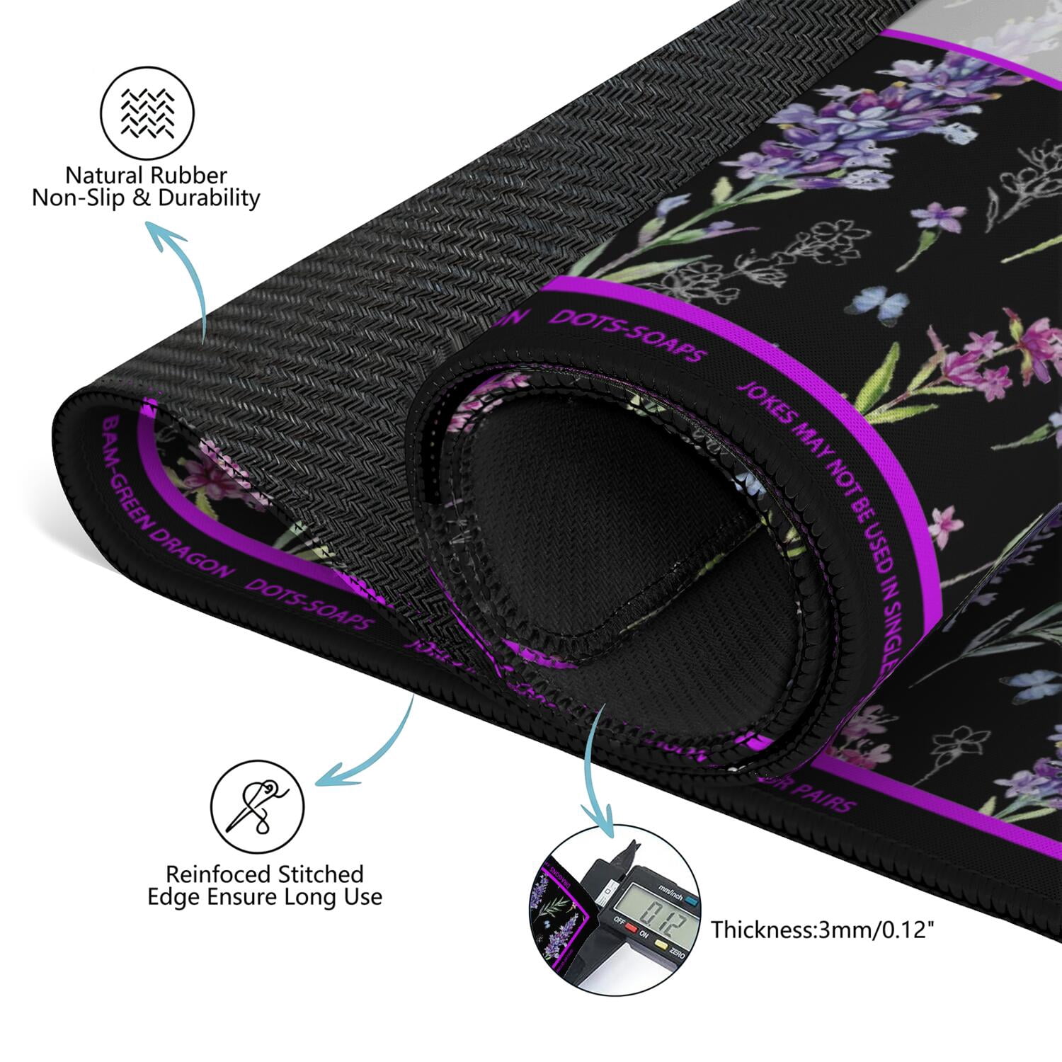 Elegant Mahjong Mat with Rules, 31.5*31.5in Anti Slip American Mahjong Mat for Table, Noise Reduction, Neoprene Mah jongg Mats with Carrying Bag & 3 Dices, Mahjong Set Gift, Board Tile Games Mats