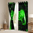 thumbnail image 3 of Homewish Game Console Teens Curtains Pack of 2 (42x84 Each), Neon Green Honeycomb Curtains Blackout, Cartoon Gaming Gamer Bedroom Curtains, Black Out Curtains Bedroom Decor, 3 of 6