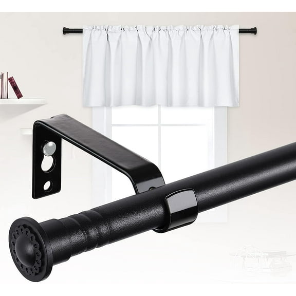 FLY HAWK Black Curtain Rod 28" to 48" for Windows - 5/8 Inch Metal Rod with Brackets - Adjustable Spliced Modern Basic Drapery Rods