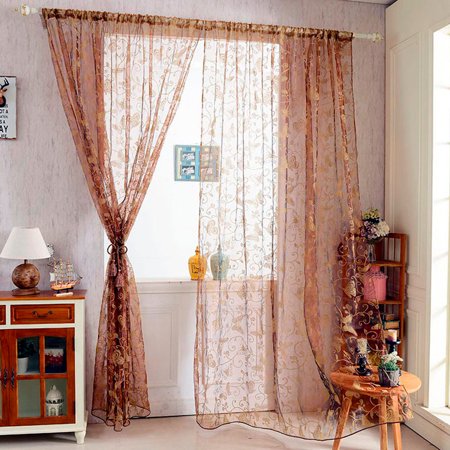 Home Door Voile Drapes Window Butterfly Decor Sheer Curtains Panel