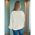 thumbnail image 4 of Women'S Fall Fashion Button Down Cardigan Sweater Loose Casual Cable Knit Sweater Coat White M, 4 of 10