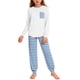 thumbnail image 2 of Conjuntos de blusa y camisa de manga larga con cuello redondo para niños y niñas de 5 a 14 años con estampado y bolsillo. Conjunto de top y pantalón de manga larga., 2 of 9