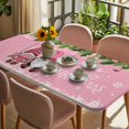 thumbnail image 3 of Pink Gnomes Christmas Table Cloths for 3 Foot Rectangle Tables, Xmas Berry Balls Snowflake Patio Waterproof Elastic Fitted Tablecloths, Washable Rectangular Table Cover for Camping, 3 of 8