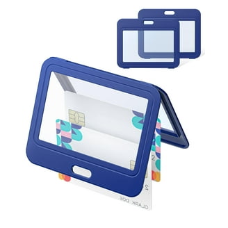 6-Pack Hard Plastic ID Badge Holders - Double-Sided Vertical Windows, Black, Holds 2 Cards (3.5" X 2.2")