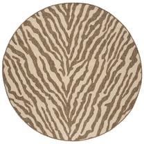 SAFAVIEH Linden Mitchell Animal Indoor/Outdoor Area Rug, Cream/Beige, 6'7" x 6'7" Round