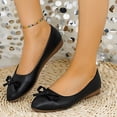 thumbnail image 4 of Falda de Cuero Larga Vintage Low-Top Cuero Suave Bowknot Tacón Bajo Punteado-Dedo Del Pie Zapatos Casuales de las Mujeres, 4 of 9