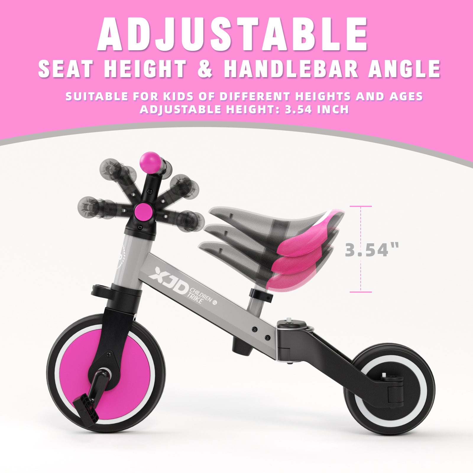 XJD 5 in 1 Toddler Bike for 1-4 Years Old Boy Girl Tricycles