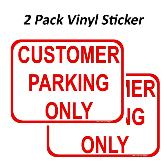 2 Pack Customer Parking Only Stickers for Restaurant, Shopping Malls, Office, Home, Property, Weatherproof, Indoor and Outdoor, Easy Peel and Stick, Highly Reflective Vinyl Decal (3x5 inches)