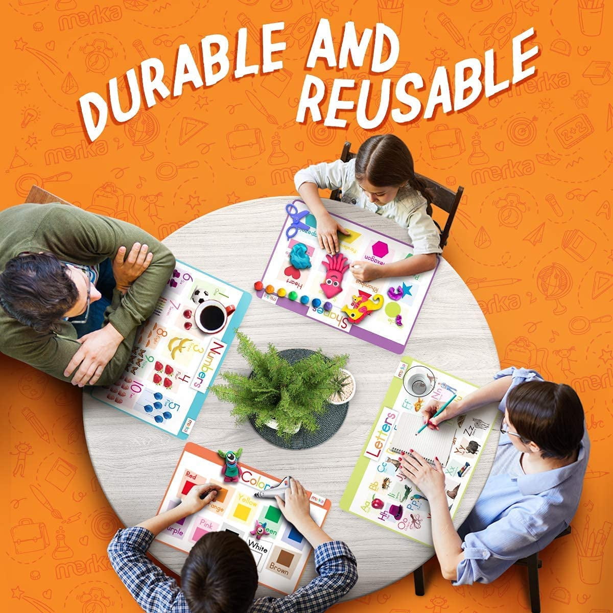 Merka Placemats For Kids Placemats Toddler Placemats Non Slip Disposable Placemats For Toddlers Letters Numbers Shapes And Colors Alphabet Set Of 4