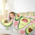 thumbnail image 4 of jejeloiu Kawaii Fruit Avocado Queen Comforter Set,Cartoon Heart Print Bedding Sets,Green Pink Bedding Comforter Set For Boys Girls,Microfiber Bedroom Decor Reversible,3 Pieces, 4 of 8