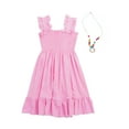 thumbnail image 2 of Linjinx Robe d'Été Décontractée pour Filles avec Collier Imprimé Floral Boho Robe de Plage Rose 170, 2 of 6