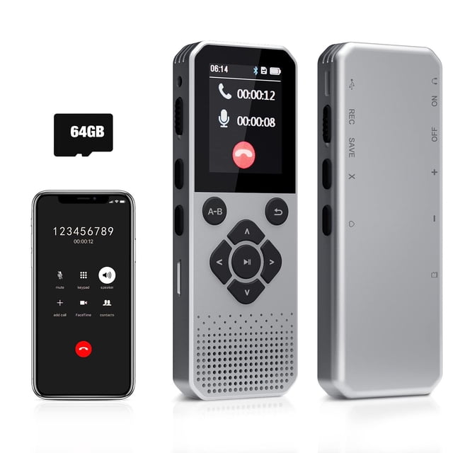 Grabadora de voz WearHome 64 GB con Bluetooth 3072 kbps Bit Rat