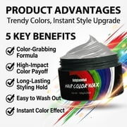 Adglamful Hair Color Wax - Temporary Hair Dye for White Hair, Waterproof, Long-Lasting, Natural Finish - 120g (4.23oz)