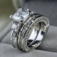 thumbnail image 4 of Square  Couple Ring Set Two Ladies Pair Ring Alloy Square Zirconia Ring Wedding Ring, 4 of 5