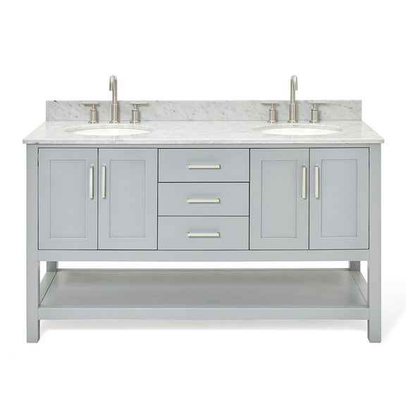 Ariel S061dcw2ovo Magnolia 60" Free Standing Double Basin Vanity Set - Grey