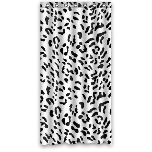 HelloDecor Black and White Leopard Shower Curtain Polyester Fabric Bathroom Decorative Curtain