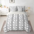 thumbnail image 2 of jejeloiu Vintage Leaves Pattern 7-Piece Twin Bedding Sets,White Gray Bedding Comforter Set For Kids Reversible, 2 of 8