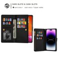 thumbnail image 2 of TECH CIRCLE Cute Shiny Flip Wallet Case with Wrist Strap for iPhone 16 Pro (2024 Release) 6.3", Built-in Stand, 9 Card Slots, Zipper Pocket, PU Leather Protective Lightweight Cover, Black, 2 of 8