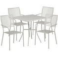 thumbnail image 2 of Flash Furniture Commercial Grade 28" Square Light Gray Indoor-Outdoor Steel Patio Table Set with 4 Square Back Chairs, 2 of 5