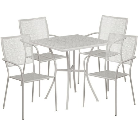 Service Merchandise Patio Furniture Flash Furniture 28'' Square Indoor-Outdoor Steel Patio Table Set with 4 Square Back Chairs, Multiple Colors ()
