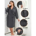 thumbnail image 4 of AMITOFO Plus Size Robes for Women – Lightweight 3/4 Sleeve Bathrobe with Adjustable Waist Belt & Pockets – V-Neck Maternity Robe, Soft Breathable Fabric, Ideal for All Seasons, XL-5XL, Dark Gray, 4 of 8
