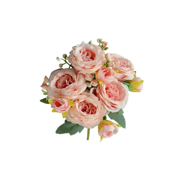 Flores Artificiales para Al Aire Libre 5 Ramas Philippos Rose Bouquet Simulado de Seda Flor Rosa Mesa Decoración Del Hogar 32cm Seda Blanca Flores Artificiales Ramo de Boda Rosas Flores Artificiales