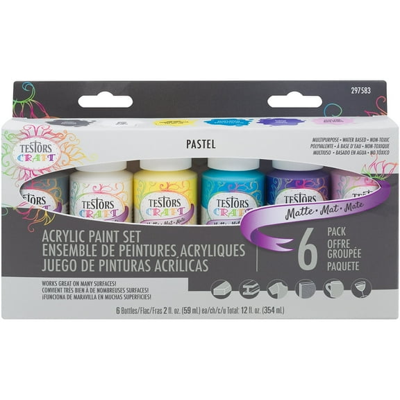 Testors Craft Acrylic Paint Set 6/Pkg-Pastel Matte