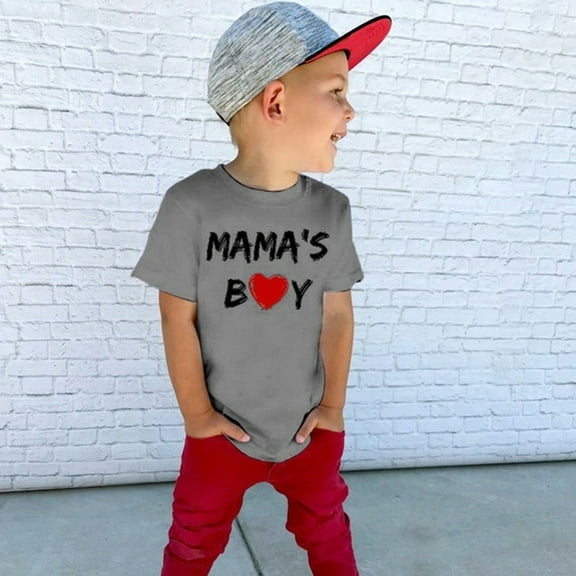Kids T-Shirt Valentine'S Day Clothes For Letter Tee Sleeve T-Shirts Shirts Kids Short Day Toddler Tops Boys Baby Boys Tops Grey 3-4 Years