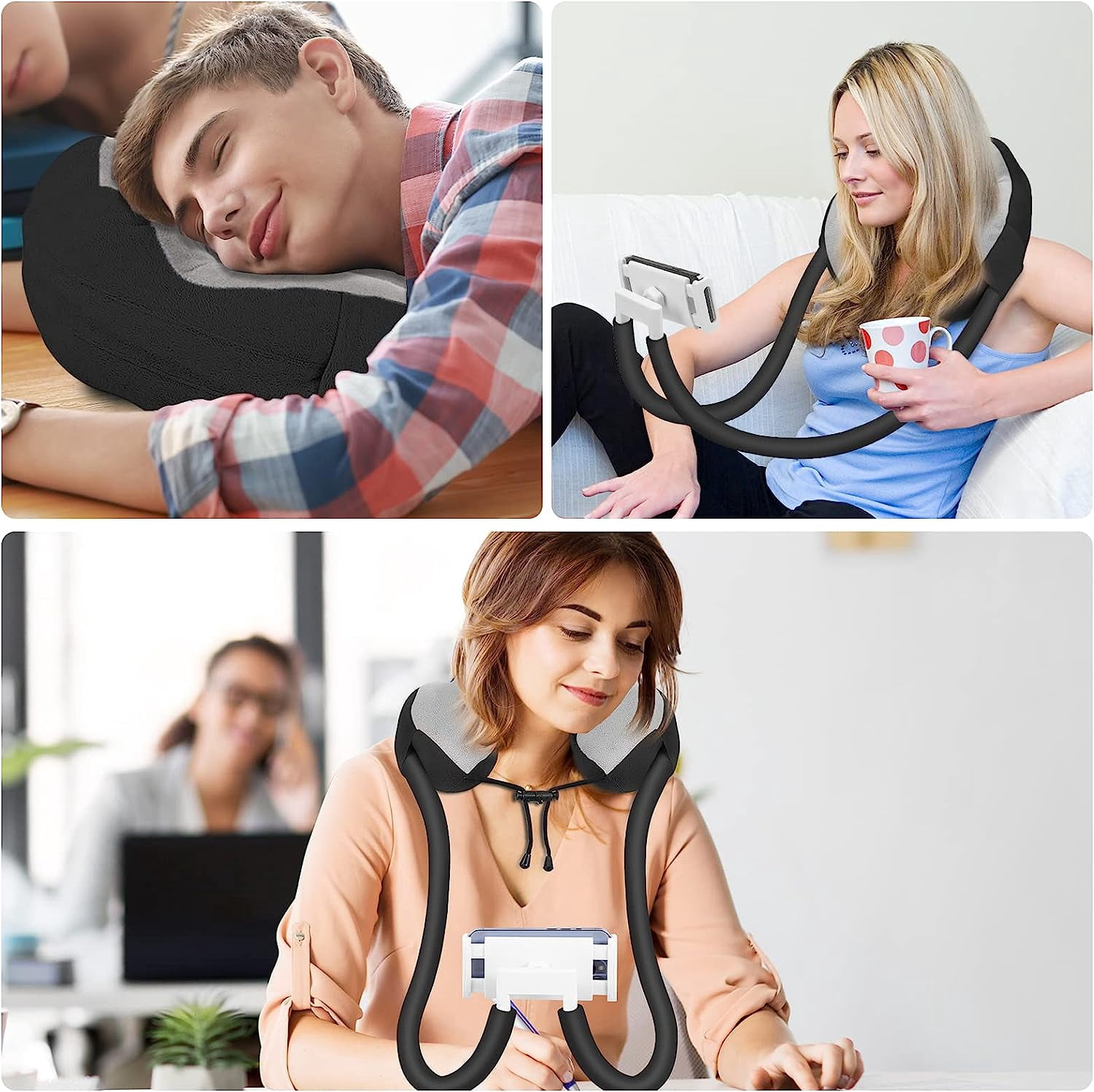 KOMI Neck Phone Holder, Lazy Gooseneck Phone Pillow Holder Bracket,360°Rotate Phone Tablet Stand for 4"-11" Device, fits iPhone 15/Pro/Plus/Pro Max iPhone 14/14 Pro Max, Galaxy S21 S9,iPad Pro 11