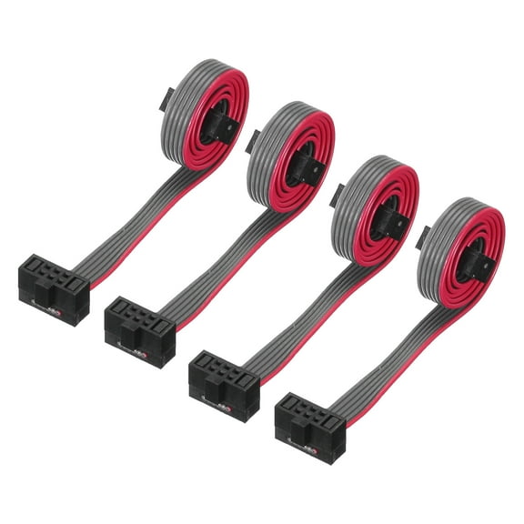 IDC 6Pin Flat Ribbon Cable, 1.27mm Pitch FC to FC Connector 20cm Length Grey Jumper Wire Computer DVD, 4Pcs