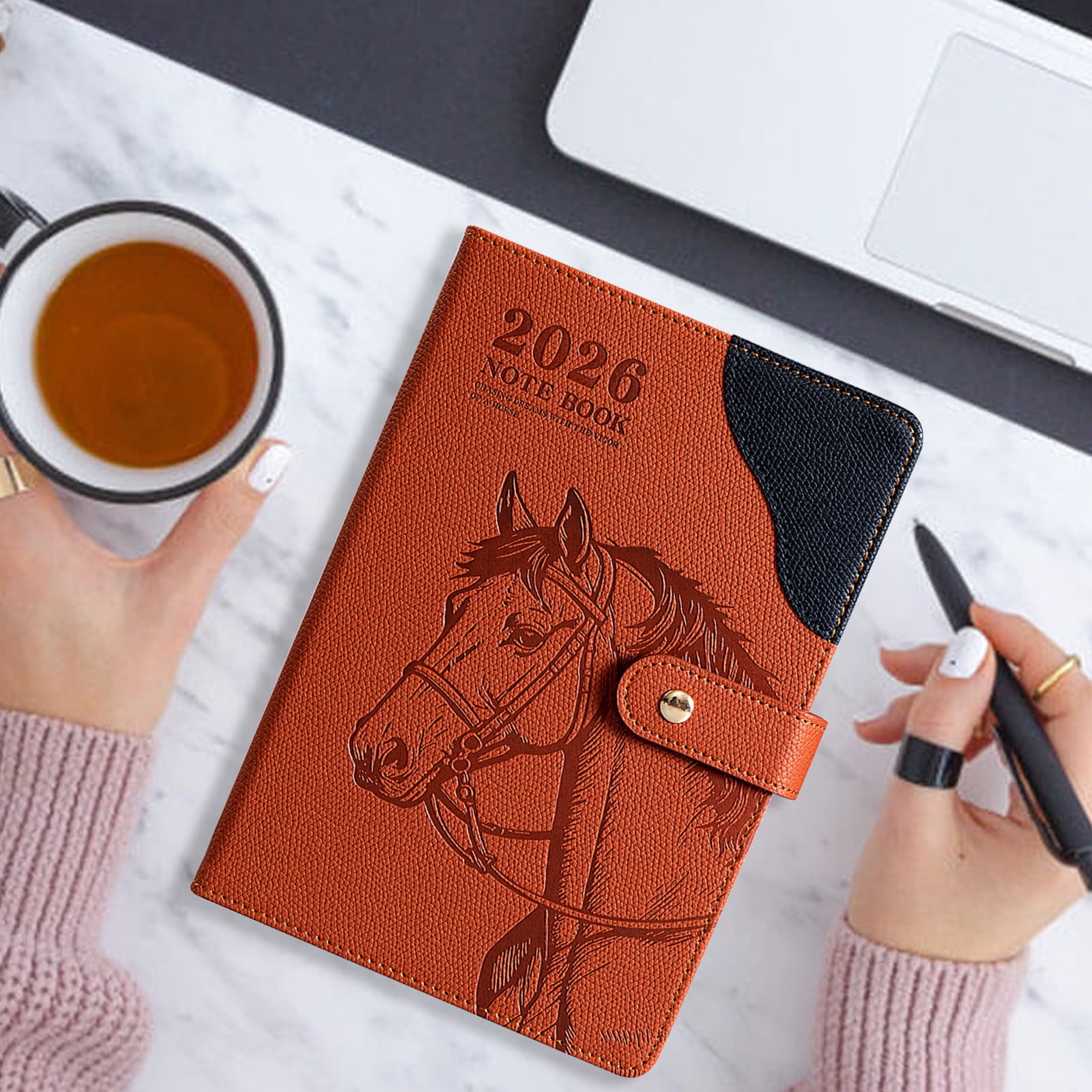 TanSiDing A5 Lined Leather Journal Notebook for Men Women, Personalized Hardcover Journal, Thick Ruled Paper Daily Diary for Travel,Business,Work,Writing