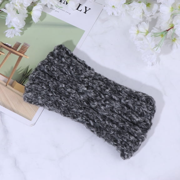 ETEREAUTY 1Pc Knitting Hair Band Wide Black Woolen Headband Chic Winter Decoration