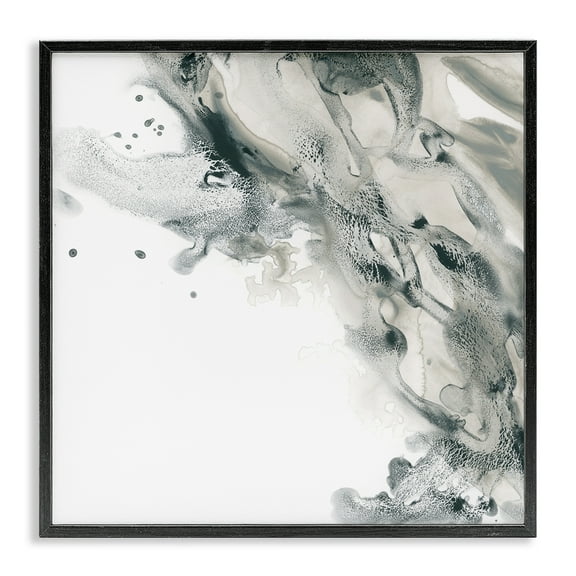 Stupell Industries Grey Swirled Liquid Abstract Painting Black Framed Art Print Wall Art, 12 x 12