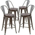 thumbnail image 6 of Andeworld Swivel Metal Bar Stools with Backs Counter Stools Set of 4 Counter Height Stools High Back Bar Chairs 26 Inch Bar Stools Farmhouse Rusty, 6 of 9