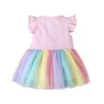 thumbnail image 4 of WIBACKER Toddler Baby Girl Short Sleeve Tutu Dress Kids Summer Pricess Dresses Party Tulle Rainbow Sundress, 4 of 9
