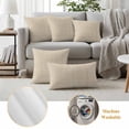 thumbnail image 6 of Beige Rustic Outdoor Waterproof Pillow Covers, Vintage Farmhouse Beige Solid Color Decorative Square Throw Pillowcase Sofa Cushion Sham for Patio/Couch/Chair, 16"x16" 2 Pack, 6 of 8