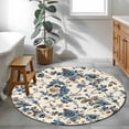 thumbnail image 4 of Blue Spring Floral Large Area Rugs for Bedroom Living Room, Soft Non Slip Carpet Bedside Rug, Vintage Botanical Farmhouse Round Floor Cover Kitchen Accent Rug 3.3' for Dining Room/Office, 4 of 9