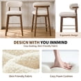 thumbnail image 4 of ClinQ 26 Inch Counter Height Bar Stools Set of 2, Teddy Fleece Upholstered Chairs with Rubber Wood Legs, Backrest and Gold Footrest, Beige, 4 of 10