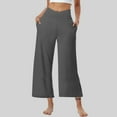 thumbnail image 2 of Audhol Wide Leg Pants Woman, Women's Solid Color Casual Loose Pocket Sports Pants Casual Pants Wide Leg Pants High Waist Pants Yoga Pants Dark Gray XL, 2 of 6